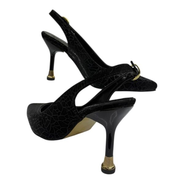 Siyah  Desenli İnce Topuklu Kadın Ayakkabı - Zarif ve Modern