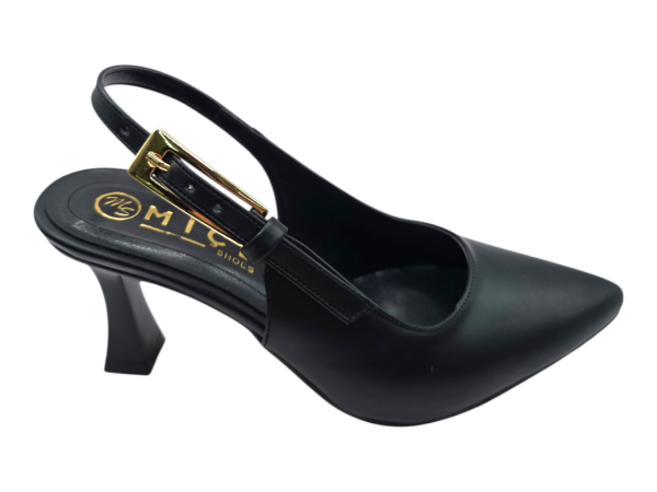 Siyah Mat Sivri Burun 7 cm Topuklu Kadın Ayakkabı Klasik Slingback Günlük & Ofis Modeli