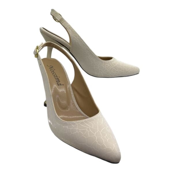 Krem Desenli İnce Topuklu Kadın Ayakkabı - Şık ve Zarif