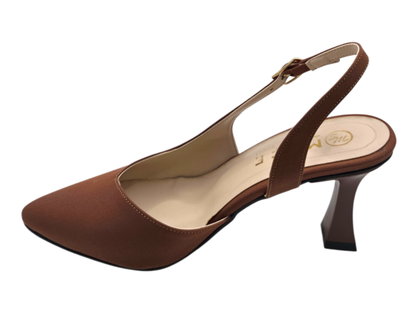 Kahverengi Mat Sivri Burun 7 cm Topuklu Kadın Ayakkabı Klasik Slingback Şık Ofis Modeli