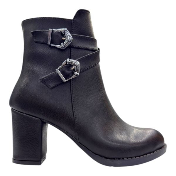 Siyah Çift Tokalı Kalın Topuklu Kadın Bot – Yeni Sezon Şıklığı