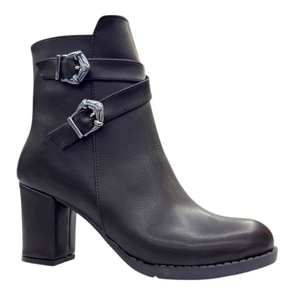 Siyah Çift Tokalı Kalın Topuklu Kadın Bot – Yeni Sezon Şıklığı