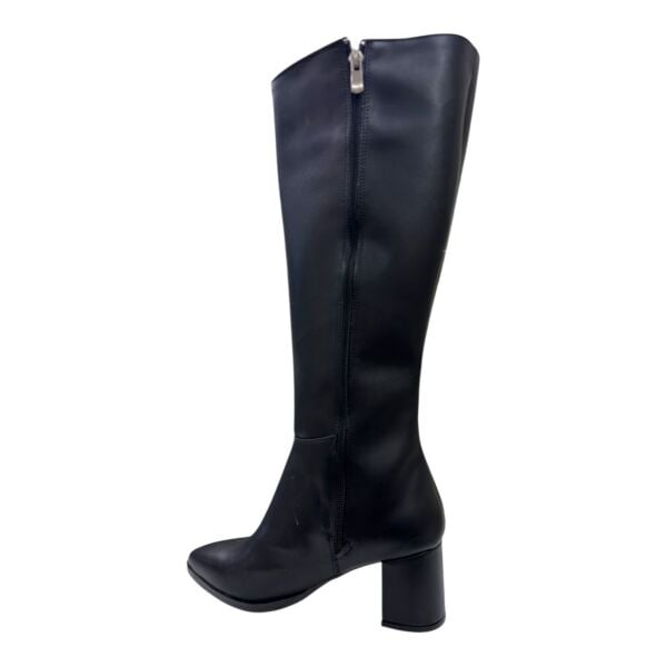 Siyah Kalın Topuklu Diz Altı Kadın Çizme