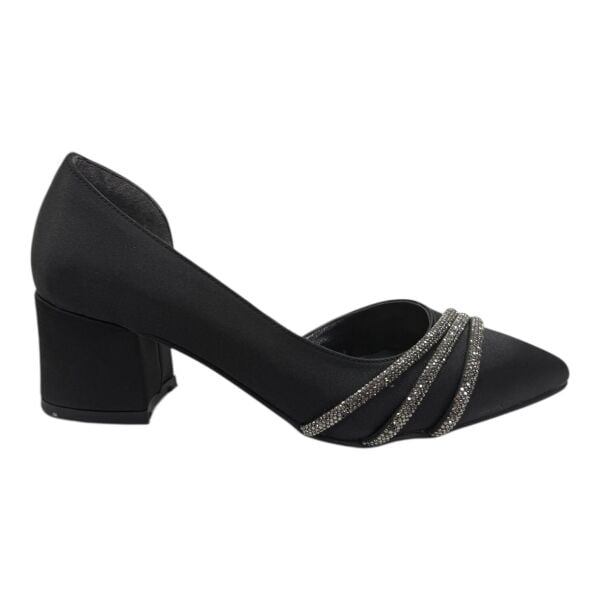 Siyah Taşlı Kalın Topuklu Kadın Abiye Ayakkabı - Zarif ve Rahat
