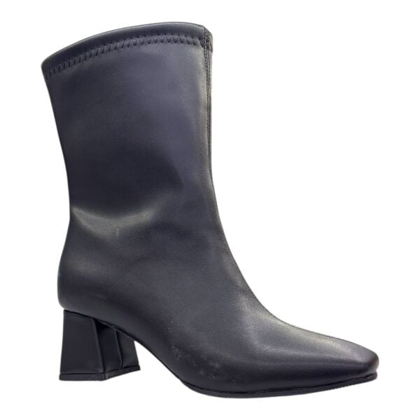 Siyah Kalın Topuklu Streç Kadın Bot – Klasik Zarafet