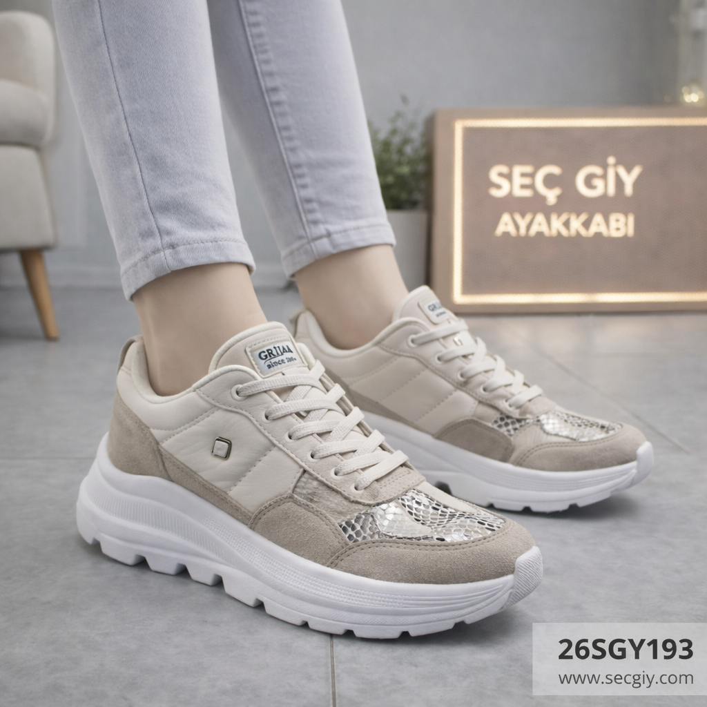 Kadın Ayakkabı Bej Günlük Şık Spor Model