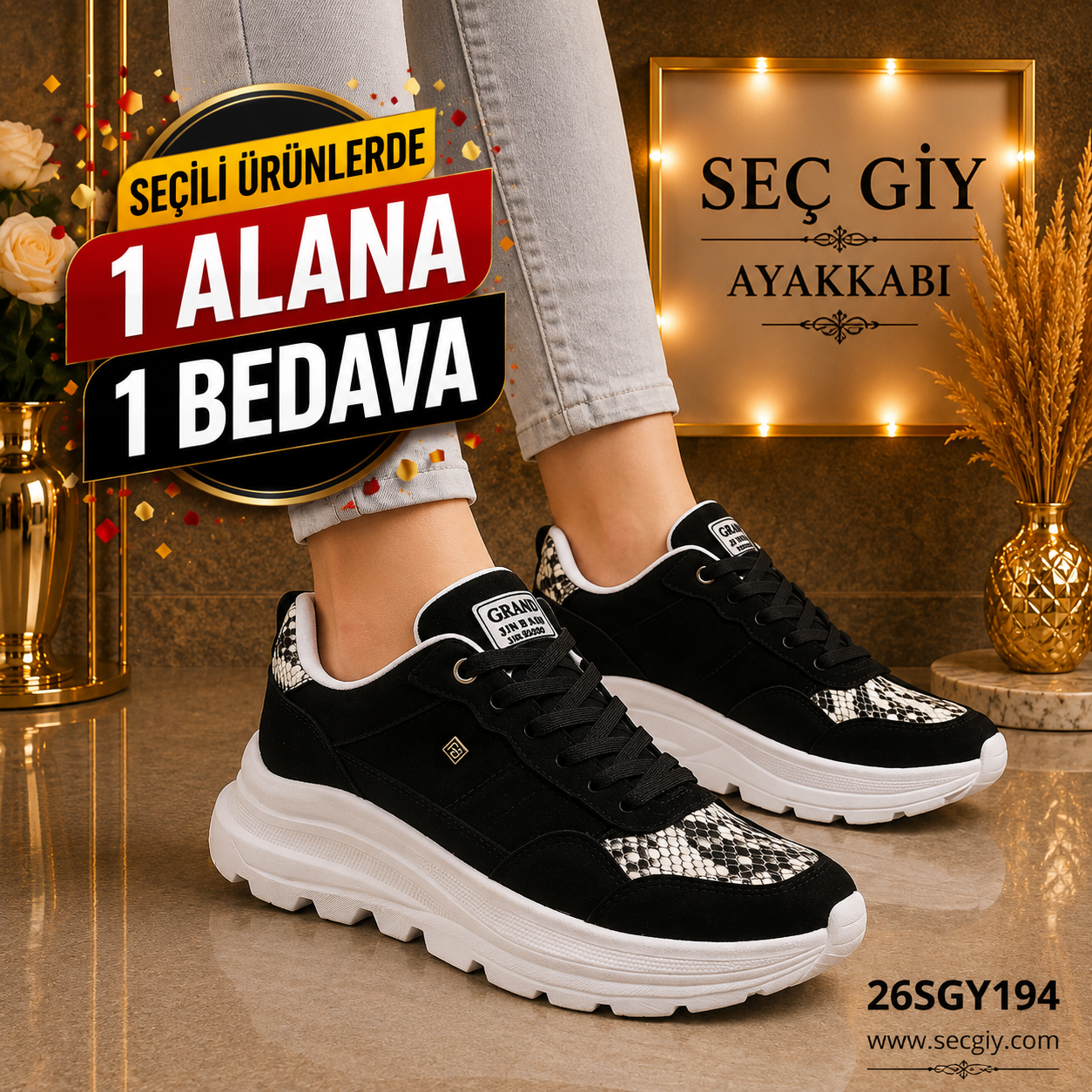 Kadın Ayakkabı Siyah Günlük Şık Spor Model