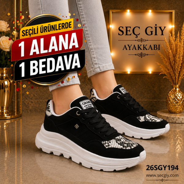 Kadın Ayakkabı Siyah Günlük Şık Spor Model
