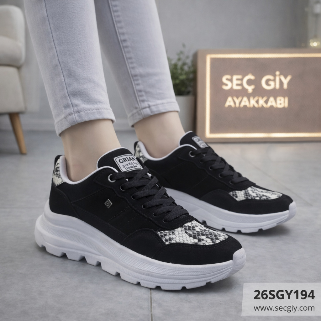 Kadın Ayakkabı Siyah Günlük Şık Spor Model