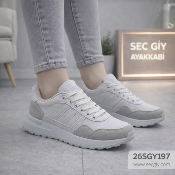 Kadın Ayakkabı Beyaz Gri Günlük Spor Model