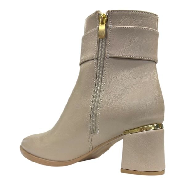 Bej Taş Tokalı Kalın Topuklu Kadın Bot