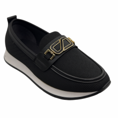 Siyah Örgü Kumaşlı Kadın Günlük Babet Ayakkabı