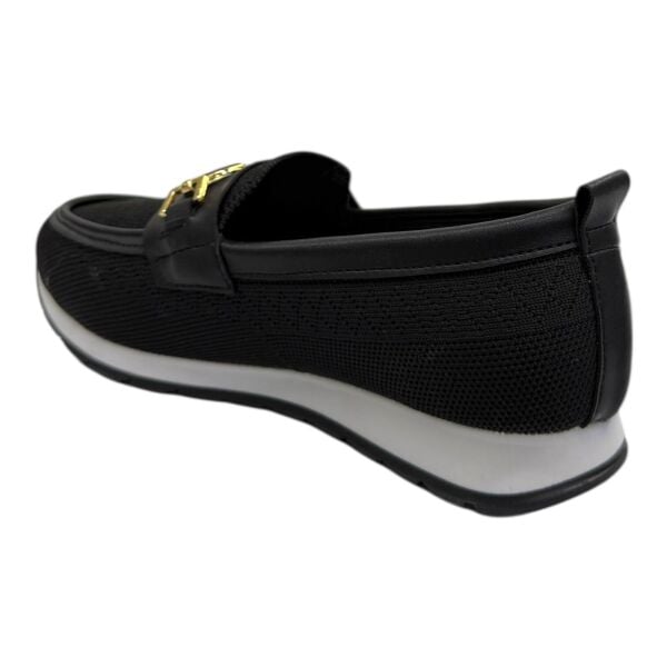 Siyah Örgü Kumaşlı Kadın Günlük Babet Ayakkabı