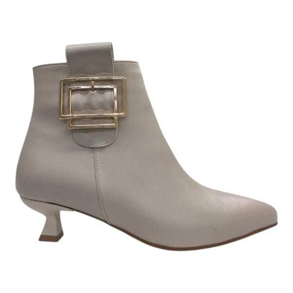 Bej Büyük Tokalı İnce Topuklu Kadın Bot