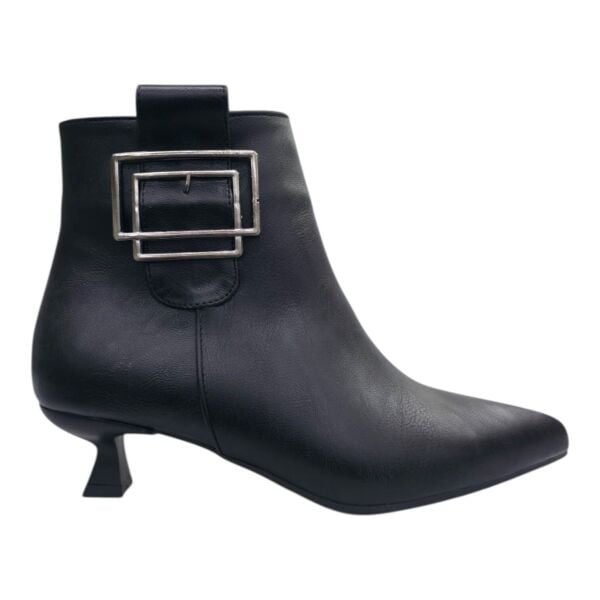 Siyah Metal Tokalı İnce Topuklu Kadın Bot