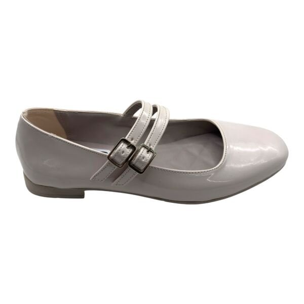 Krem Rugan Çift Bantlı Sivri Burun Kadın Babet