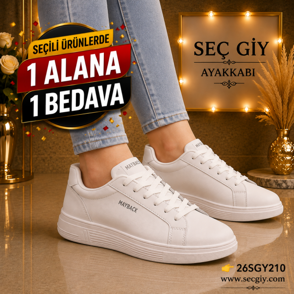 Kadın Ayakkabı Beyaz Minimal Günlük Spor Sneaker