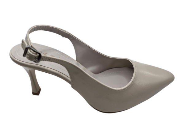 Bej Slingback Topuklu Ayakkabı Kadın 7 cm Sivri Burun Klasik Şık Model