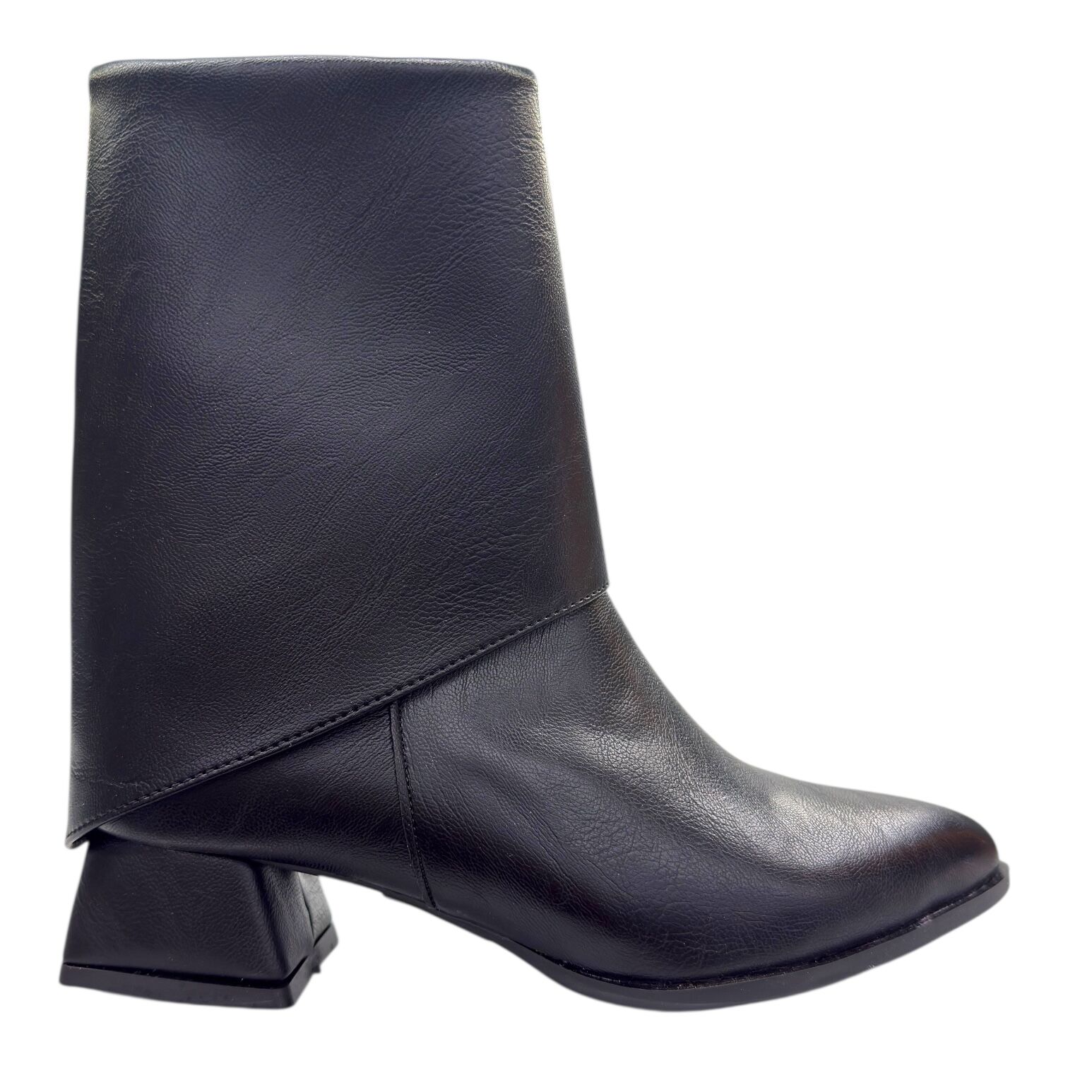 Siyah Asimetrik Kısa Topuklu Kadın Bot