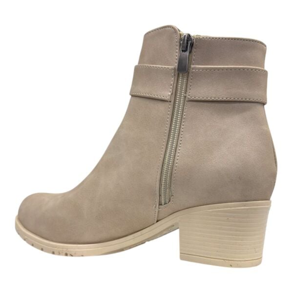 Bej Metal Tokalı Topuklu Kadın Bot