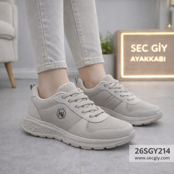 Kadın Bej Günlük Spor Ayakkabı Hafif Rahat Sneaker