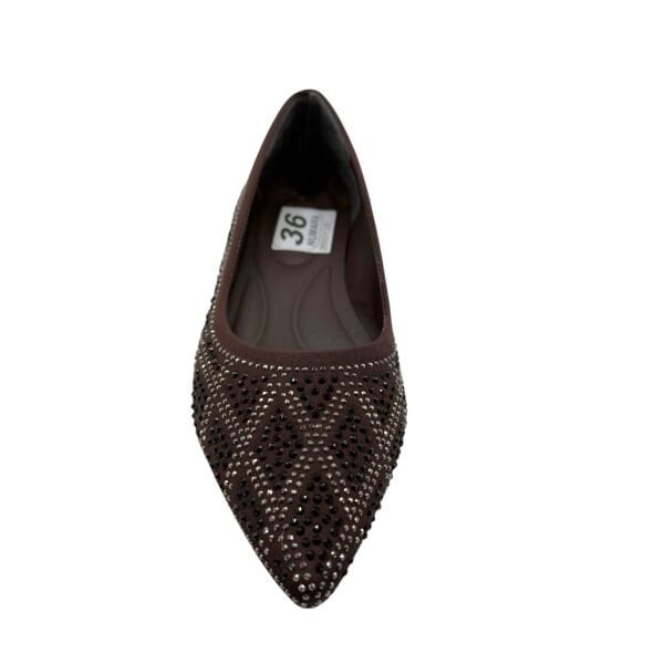 Acı Kahve Taşlı Kadın Babet – Zarif ve Işıltılı Günlük Ayakkab