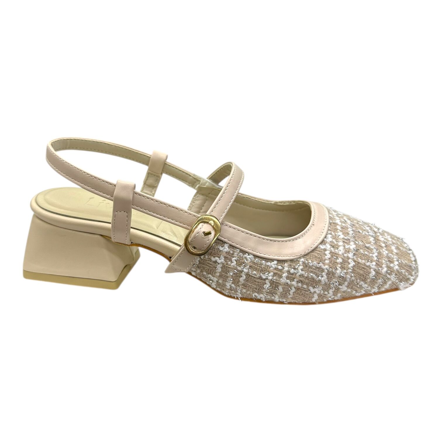 Nude Renk Kısa Topuklu Tokalı Ayakkabı