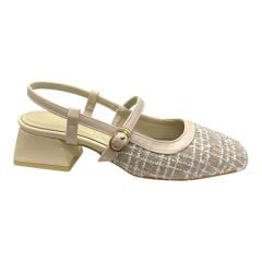 Nude Renk Kısa Topuklu Tokalı Ayakkabı