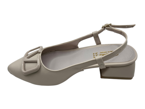 Bej Kemer Tokalı Düşük Topuklu Kadın Ayakkabı 3 cm Rahat Slingback Günlük Şık Model