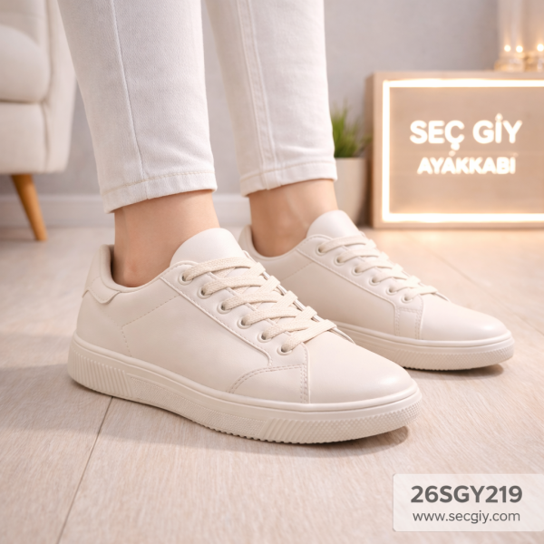 Kadın Krem Günlük Sneaker Spor Ayakkabı