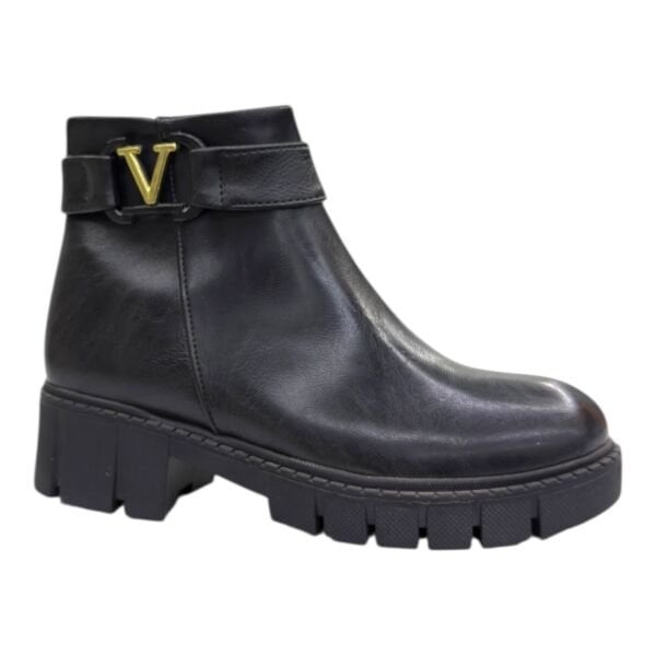 V Tokalı Kalın Taban Kadın Bilek Bot – Siyah