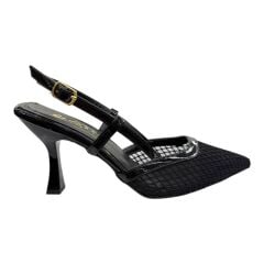 Transparan Detaylı Siyah Topuklu Ayakkabı