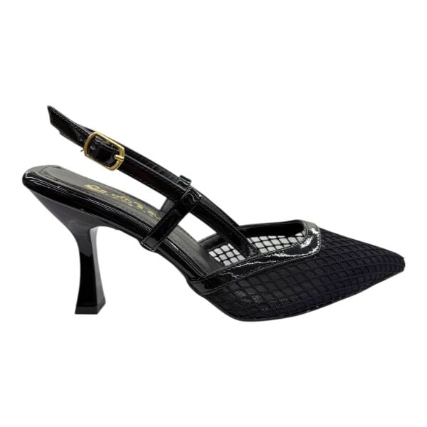 Transparan Detaylı Siyah Topuklu Ayakkabı