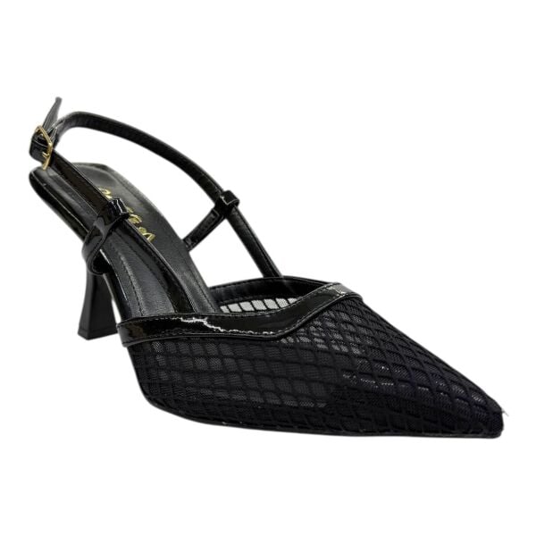 Transparan Detaylı Siyah Topuklu Ayakkabı