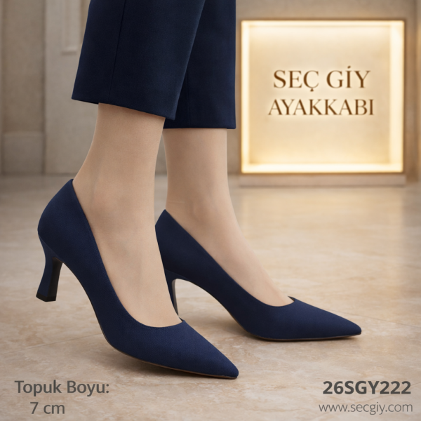 Lacivert Kadın Stiletto 7 cm Topuklu Ayakkabı