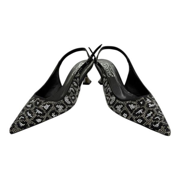 Siyah Taşlı Leopar Desenli  Stiletto - Fındık topuk