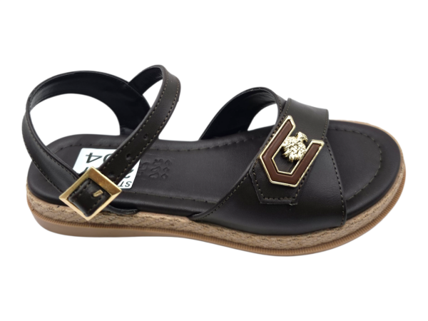 Kahverengi Düz Sandalet Kadın Hasır Taban Tokalı Günlük Rahat Yazlık Ayakkabı