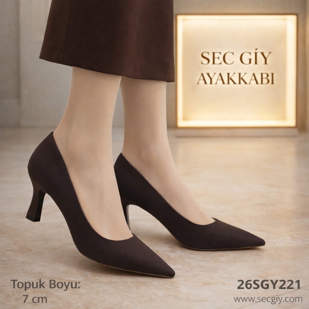 Kahverengi Kadın Stiletto 7 cm Topuklu Ayakkabı