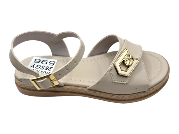 Bej Düz Sandalet Kadın Hasır Taban Tokalı Günlük Rahat Yazlık Ayakkabı