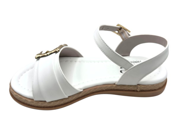 Beyaz Düz Sandalet Kadın Hasır Taban Tokalı Günlük Rahat Yazlık Ayakkabı