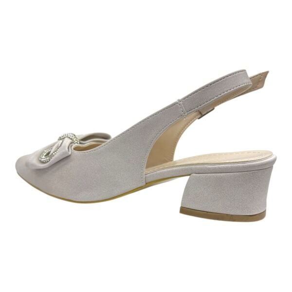 Taş Detaylı Fiyonklu krem Topuklu Ayakkabı