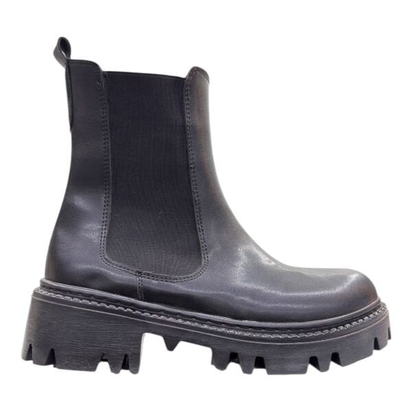 Kalın Taban Lastik Yanlı Kadın Chelsea Bilek Bot – Siyah