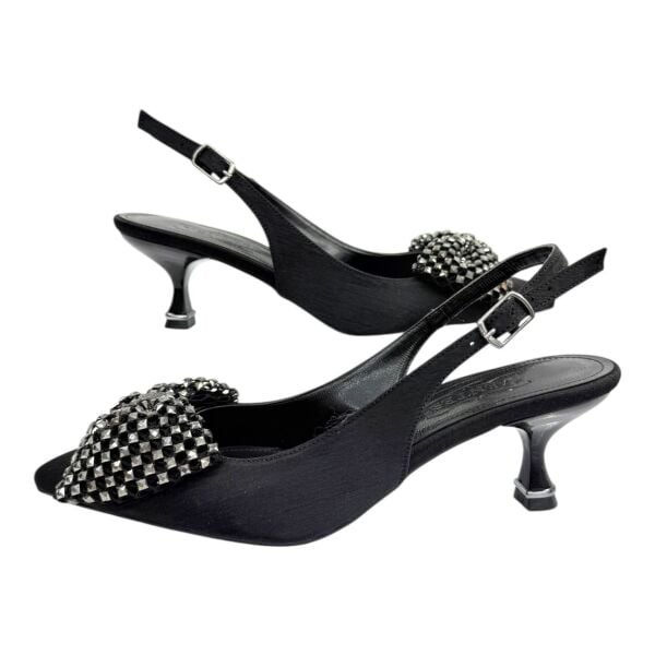 Siyah Işıltılı Kurdeleli Stiletto - Gece Şıklığı İçin Özel Tasarım