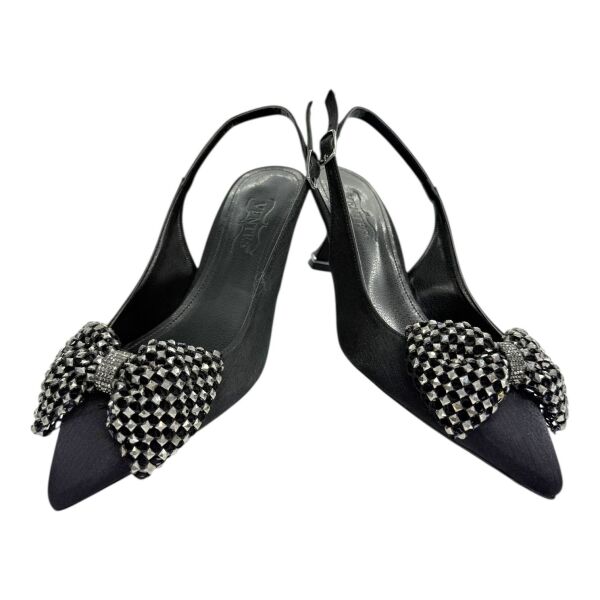 Siyah Işıltılı Kurdeleli Stiletto - Gece Şıklığı İçin Özel Tasarım