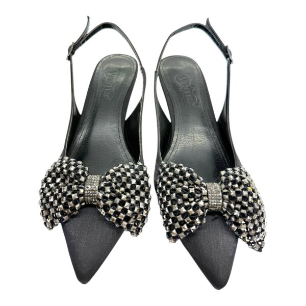 Siyah Işıltılı Kurdeleli Stiletto - Gece Şıklığı İçin Özel Tasarım