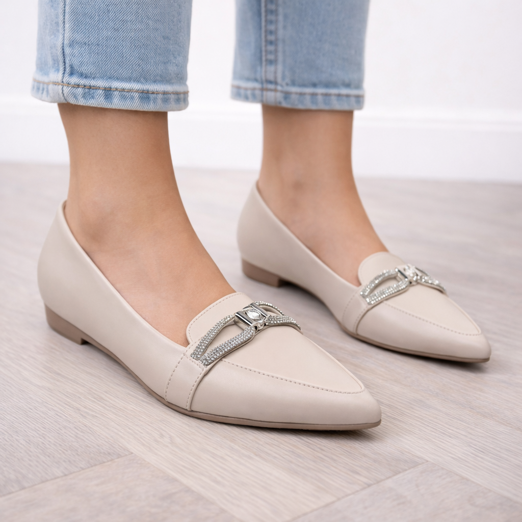 Taş Tokalı Bej Babet