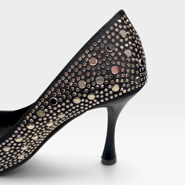 Siyah Taşlı Kadın Stiletto 8 cm Topuklu Abiye Ayakkabı