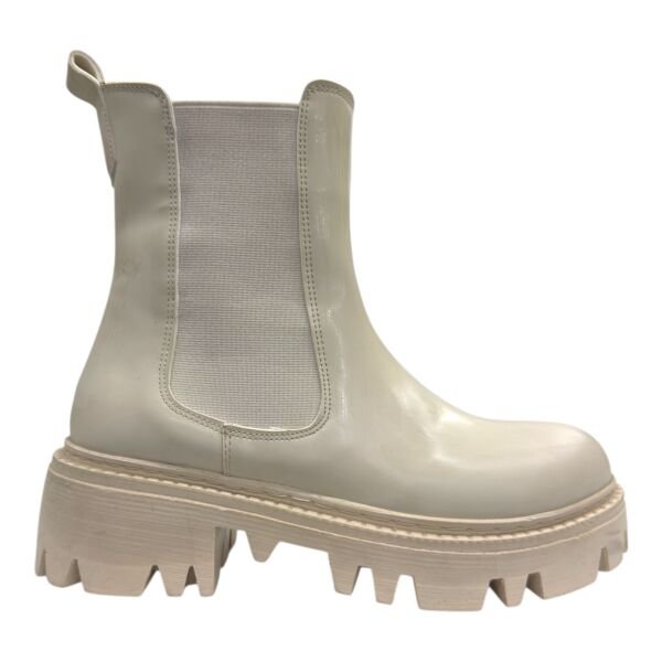 Kalın Taban Lastik Yanlı Kadın Chelsea Bilek Bot –Krem