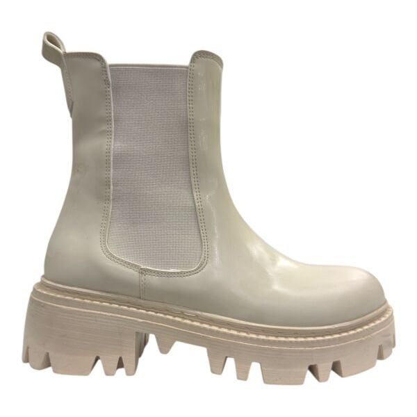 Kalın Taban Lastik Yanlı Kadın Chelsea Bilek Bot –Krem