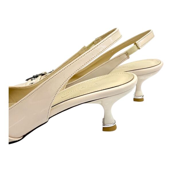Nude Rugan Büyük Tokalı Slingback Stiletto - İnce Topuk